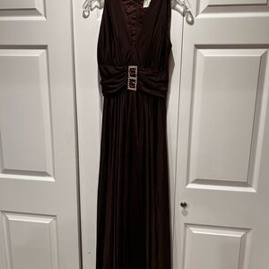Marie Leavell Elegant Brown Sleeveless Dress S EUC